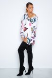 Summer TurndownCollar Print Human Head Long Sleeve Irregular Shirt