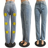 Women's Print Non-Stretch Ladies Denim Pants