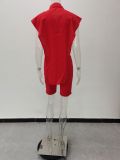 Women Summer Button Sleeveless Top + Shorts Two Piece Set