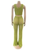 Women's Hollow Out See-Through Two-Piece Beach Style Mesh Sexy Fashion Two Piece Pants Set
