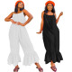 Ladies Plus Size Loose Strap Ruffle Wide Leg Women Jumpsuit
