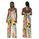 Women's Summer Sleeveless Casual Print Halter Jumpsuit