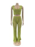 Women's Hollow Out See-Through Two-Piece Beach Style Mesh Sexy Fashion Two Piece Pants Set