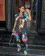 Women's Summer Fashion Zipper Tie Dye Print Jumpsuit