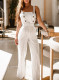 Women Casual White Striped Sleeveless Jumpsuit