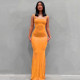 Women'S Solid Color Casual Slim Strap Long Home Dress