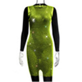 Women'S Diamond Beaded Round Neck Sleeveless Hollow Out Mesh Dress