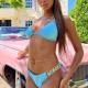 Plain Bikini Women Two Pieces Lace-Up Luxury Diamond Swimsuit Sexy Metal Chain Accessory Swimwear