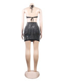 Sexy Slim Halter Lace-Up Backless Cutout Beaded Club Dress