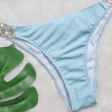 Plain Bikini Women Two Pieces Lace-Up Luxury Diamond Swimsuit Sexy Metal Chain Accessory Swimwear