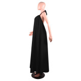Women's Sling Loose Halter Print Boho Maxi Dress
