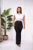 Women's Printed Sleeveless Fringe Two Piece Pants Set