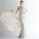 Positioning flower sequins evening dress craft beading Halter Neck style Chic glamorous lady Formal Party long gown