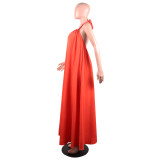 Women's Sling Loose Halter Print Boho Maxi Dress