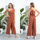 Summer Casual Fashion Jumpsuit Sexy Low Back Women's Straight Leg Pants