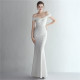 Satin Slim Off Shoulder Long Celebrity Dinner Slim Fit Mermaid Dress Wedding Model Show Dress
