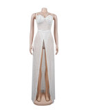 Women Beaded suspenders dress two-piece set