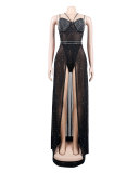 Women Beaded suspenders dress two-piece set