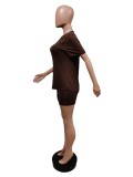 Women Summer Casual Short Sleeve Top + Shorts Sports Two-piece Set