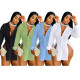 Women Spring Fashion Slit Turndown Collar Shirt