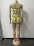 Women's Fashion Flower Vest and Shorts Knit Suits