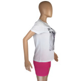 Women Casual Print Top + Shorts Two-Piece Set