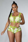Women's Fashion Flower Vest and Shorts Knit Suits
