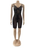 Fashion Corset Underwire Sling T Stripe Lace Casual Sexy Jumpsuit