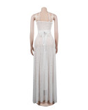 Women Beaded suspenders dress two-piece set