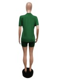 Women Summer Casual Short Sleeve Top + Shorts Sports Two-piece Set