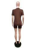 Women Summer Casual Short Sleeve Top + Shorts Sports Two-piece Set