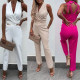Summer Sleeveless Low Back Slim Ladies Office Career Jumpsuit