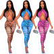 Women's Spring/Summer 22 Ripple Print Wrap Sexy Jumpsuit