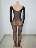 Women Sexy Hollow Lingerie Mesh Jumpsuit