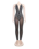 Women Summer Sexy Suspender Beaded Sleeveless Jumpsuit