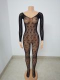 Women Sexy Hollow Lingerie Mesh Jumpsuit