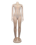 Women Summer Sexy Suspender Beaded Sleeveless Jumpsuit