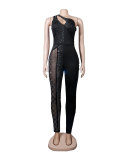 Womens Sexy Beaded cut out Sleeveless Jumpsuit