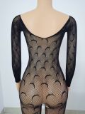 Women Sexy Hollow Lingerie Mesh Jumpsuit