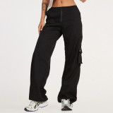 Spring Summer Cargo Pants Women's Multi-pocket Wide Leg Pants Straight High Waist Loose Pants