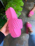 High-heeled pu platform rubber ultra-thick bottom slippers woven pattern women's sandals