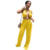 Sexy Irregular Lace-Up Wrap Chest Loose Wide Leg Jumpsuit