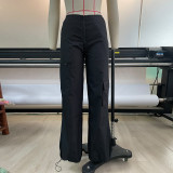 Spring Summer Cargo Pants Women's Multi-pocket Wide Leg Pants Straight High Waist Loose Pants