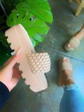 High-heeled pu platform rubber ultra-thick bottom slippers woven pattern women's sandals