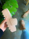 High-heeled pu platform rubber ultra-thick bottom slippers woven pattern women's sandals
