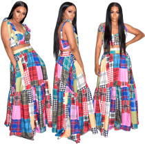 Summer Women clothes Floral Print Sleeveless Lace-Up Slip Skirt Set Summer Women clothes Floral Print Sleeveless Lace-Up Slip Skirt Set