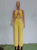 Sexy Irregular Lace-Up Wrap Chest Loose Wide Leg Jumpsuit