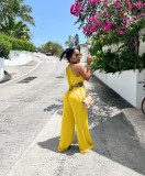 Sexy Irregular Lace-Up Wrap Chest Loose Wide Leg Jumpsuit