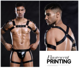 Men PU Leather Bandage Erotic Lingerie Set