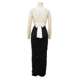 Women Summer Irregular Color Contrast Dress